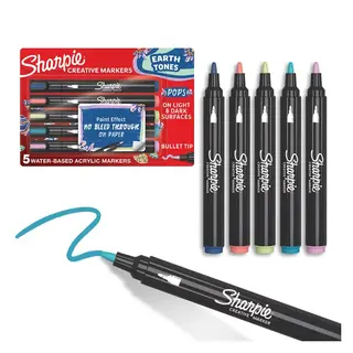 Sharpie Creative Markers, Earth Tones, Water-Based Acrylic Markers, Bullet Tip, Assorted Colors, 5 Count