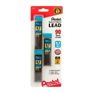 Pentel Super Hi-Polymer Lead Refill (0.7mm) Medium, HB, 30 pcs/Tube 3-Pk