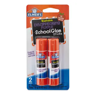 Elmer's Disappearing Purple School Glue Sticks, Washable, 2 Count