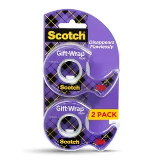 Scotch Gift Wrap Tape, Clear, 3/4 in. x 600 in., 2 Dispensers