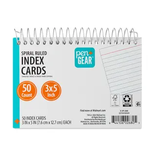 Oxford Spiral Ruled Index Cards, 3 in x 5 in, White, 50 Count