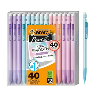 BIC Xtra Smooth Pastel Mechanical Pencils, Bulk Pack for Kids, 0.7 mm, 40-Count