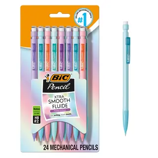 BIC Xtra Smooth Pastel Mechanical Pencils, No. 2, Back to School, 0.7 mm, 24-Count
