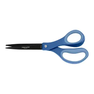 Fiskars Everyday Non-stick Steel Pointed Scissors, 4" Blades, Blue & Black, Ergonomic Softgrip Handles, Crafting Tape Scissors